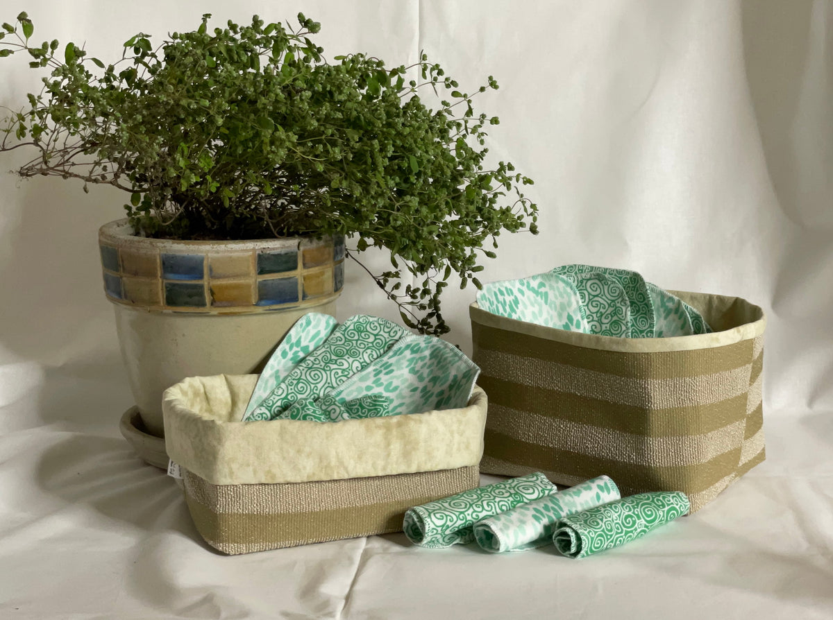 Panier de rangement en tissu récupéré