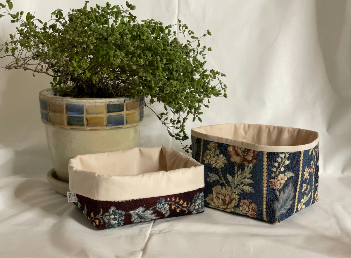 Panier de rangement en tissu récupéré