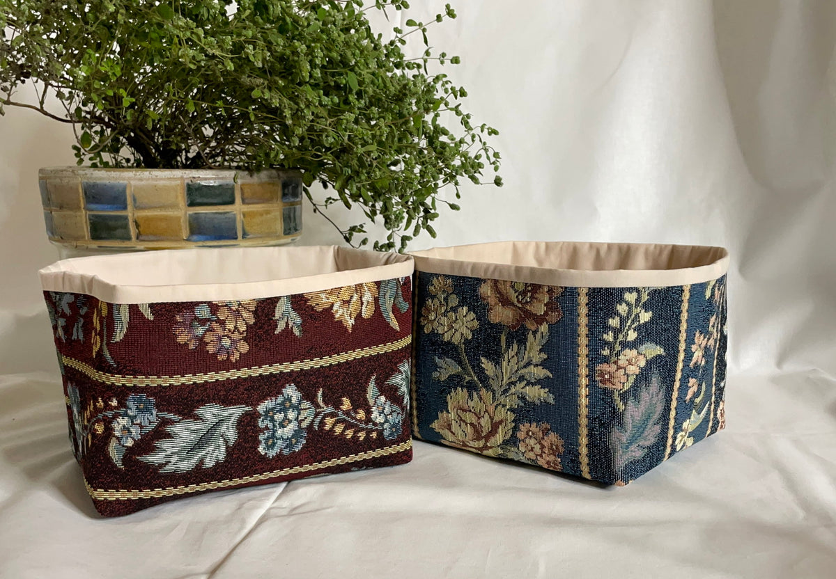 Panier de rangement en tissu récupéré