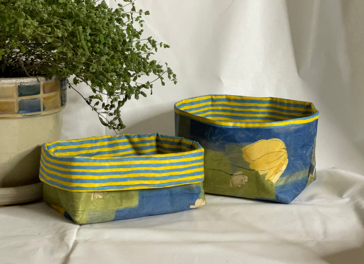Panier de rangement en tissu récupéré